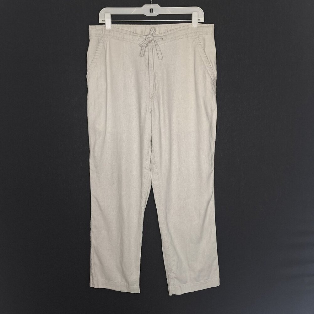 💙 Cubavera Casual Linen Blend Elastic Waist Pants Size L/XL Preppy Comfy Flowy